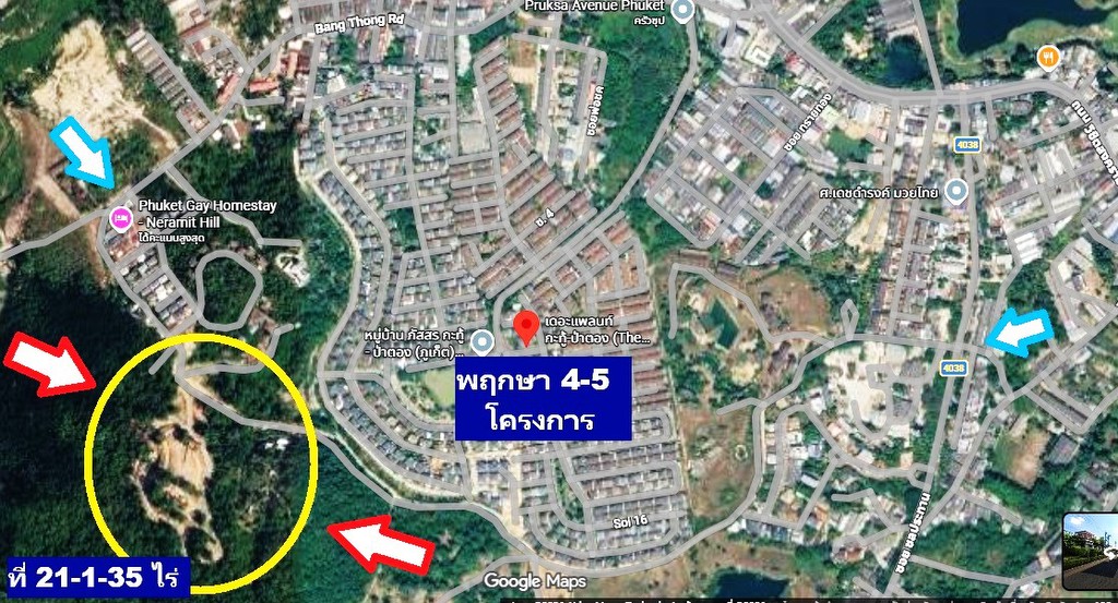 ขายที่ดินสร้างบ้าน 21.5 ไร่ ภูเก็ต กะทู้ ป่าตอง Prime Land for Sale 21.5 Rai in Phuket Kathu Distric