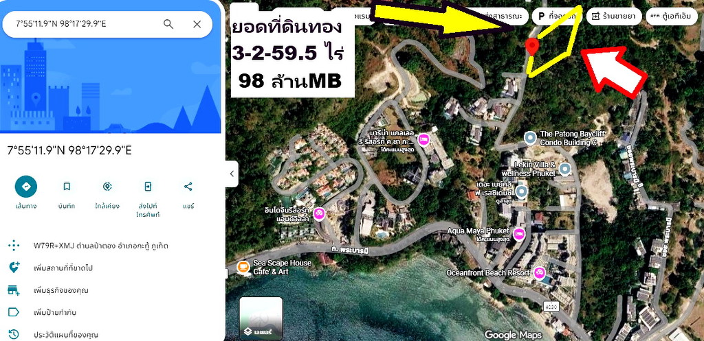 ขายที่ดิน 3-2-59.5 ไร่ RAI ซีวิว SEAVIEW ป่าตอง ภูเก็ต แปลง GOLDEN LAND เนินเขาทำเลดีเยี่ยม วิวอลังก