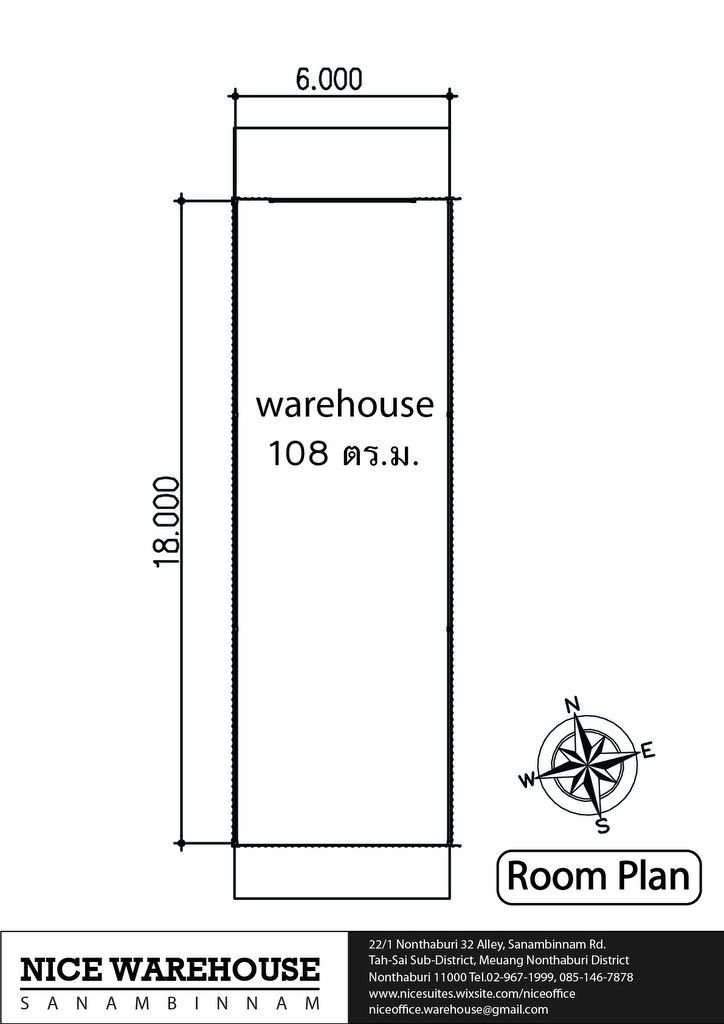 ให้เช่า Warehouse โกดัง คลังสินค้า ขนาด 108 ตร.ม. สนามบินน้ำ นนทบุรี