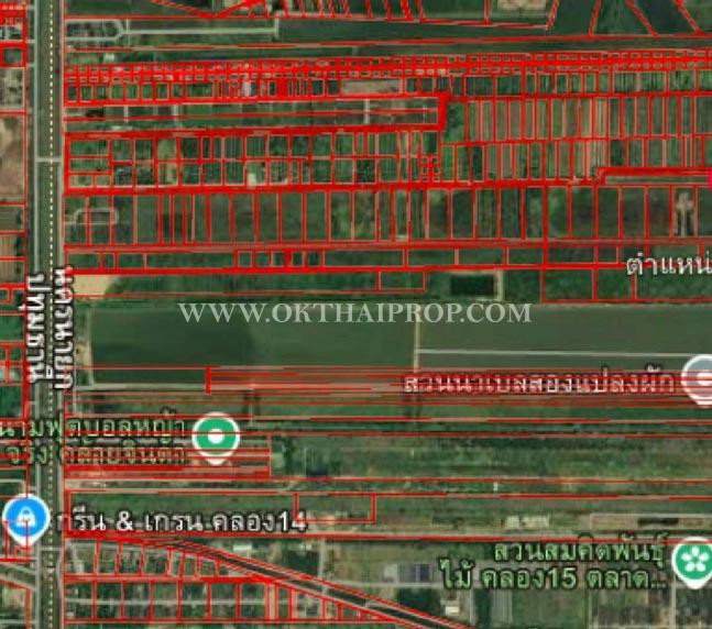 ที่ดิน คลอง14 ถนนรังสิต-นครนายก ใกล้ มศว. อ.องครักษ์ จ.นครนายก