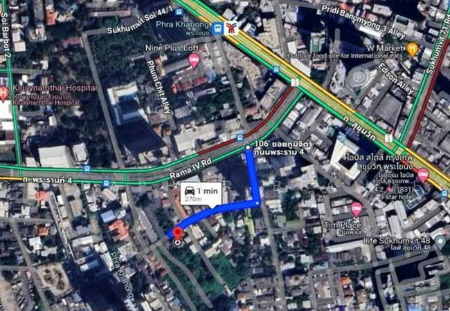 ขายที่ดิน ซอยสุขุมวิท 46 คลองเตย กรุงเทพมหานคร เนื้อที่ 208 ตร.ว. พร้อมสิ่งปลูกสร้าง
