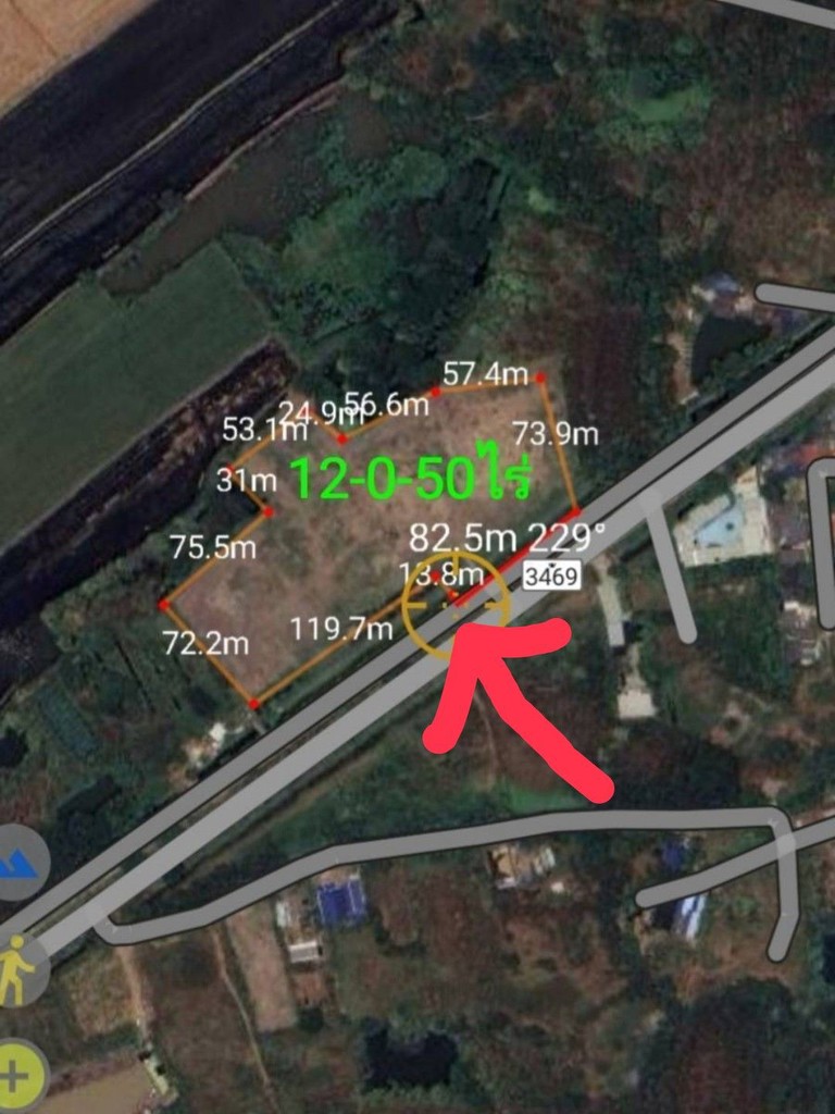ขายที่ดิน 12 ไร่ 50 ตร.ว. ต.บ้านป้อม โฉนดครุฑแดง ขายเท่าราคาประเมิน